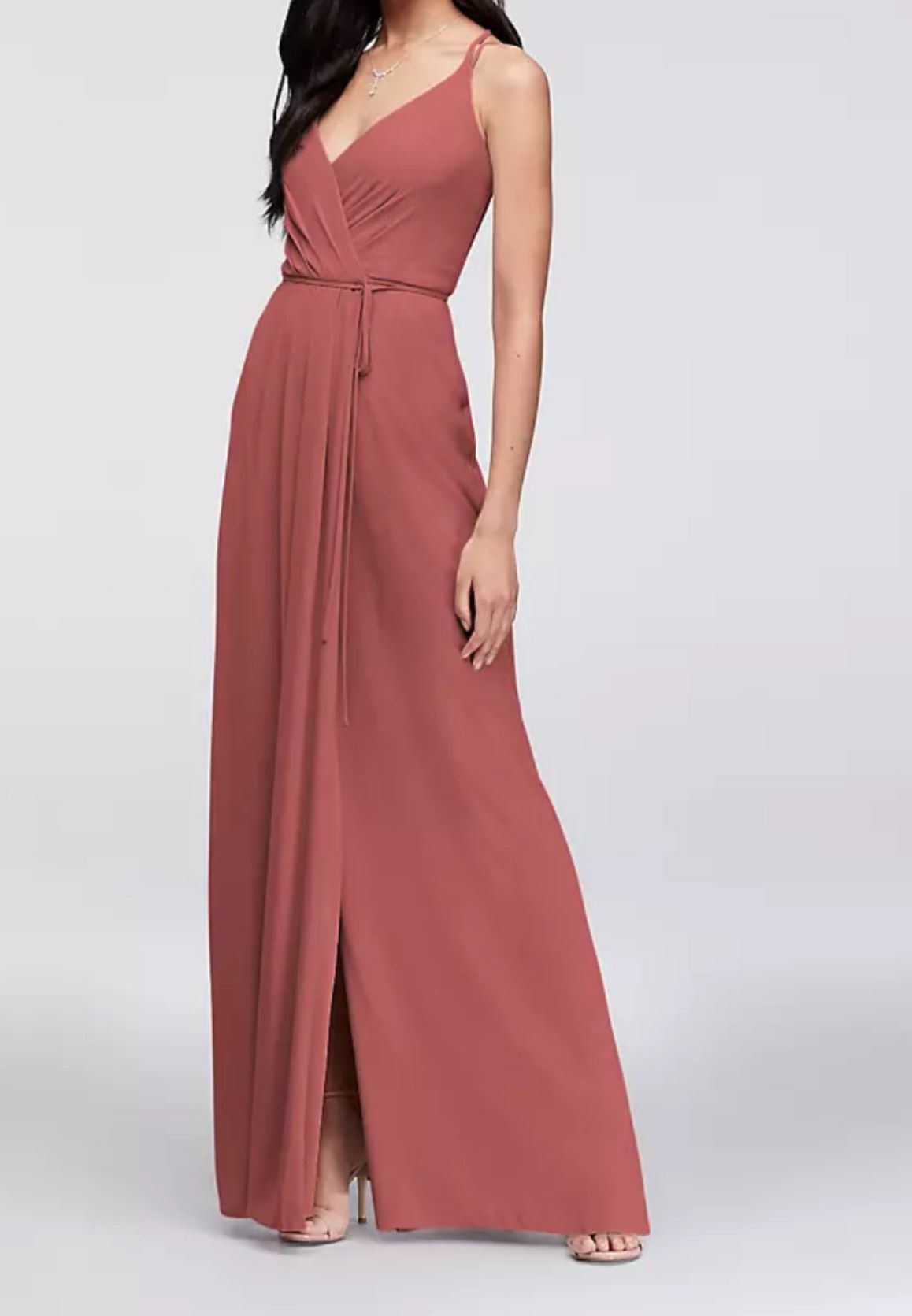 Size 0 Bridesmaid Plunge Coral A-line Dress on Queenly