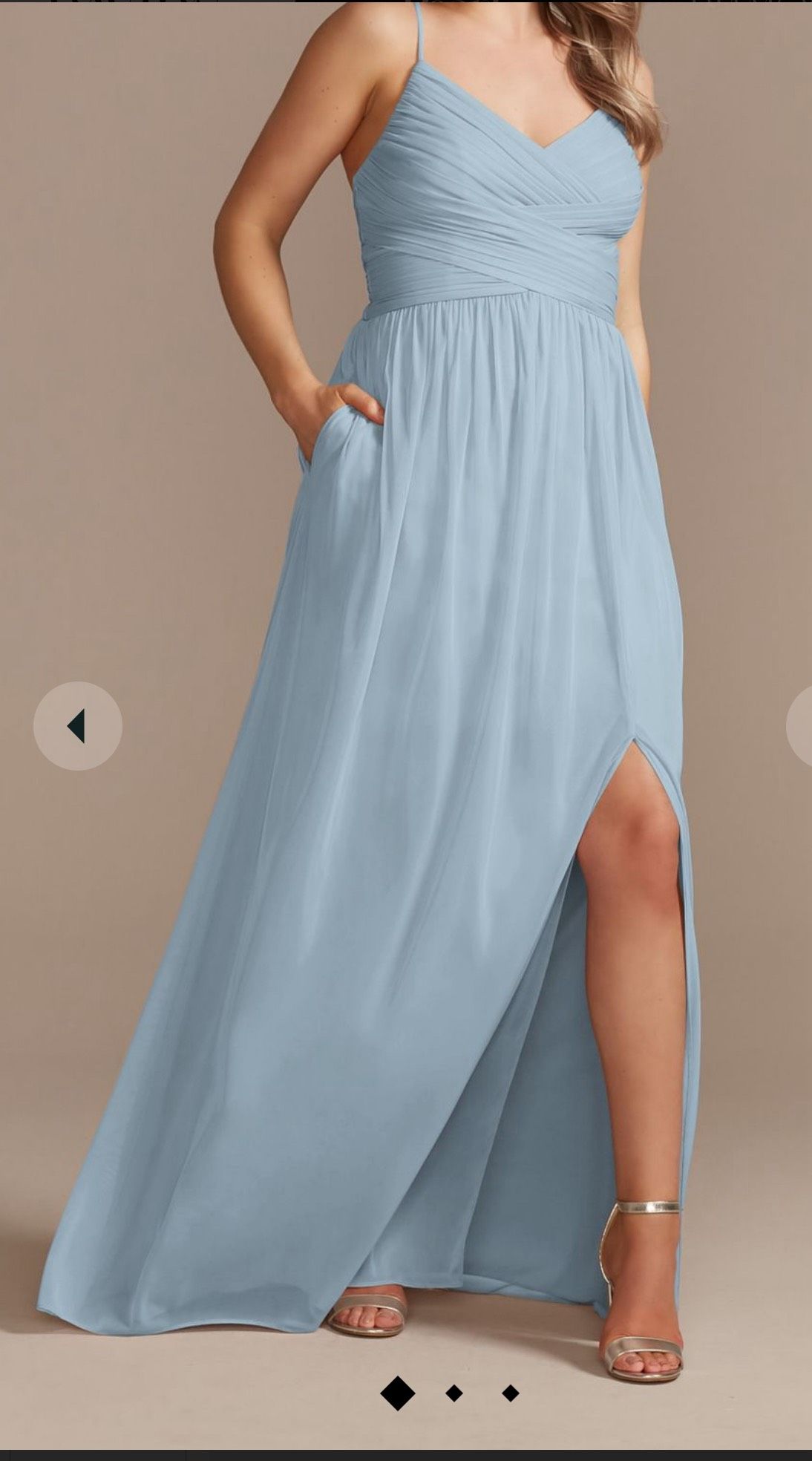 Size 6 Prom Plunge Light Blue A-line Dress on Queenly