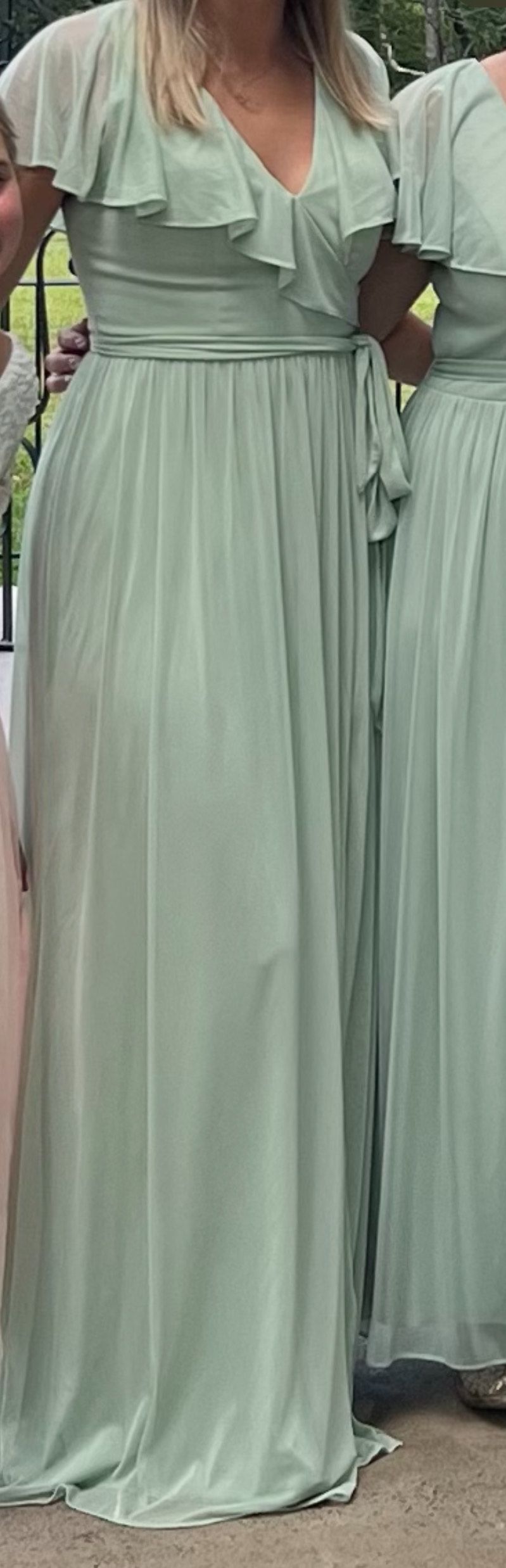 Size 6 Plunge Green Side Slit Dress on Queenly