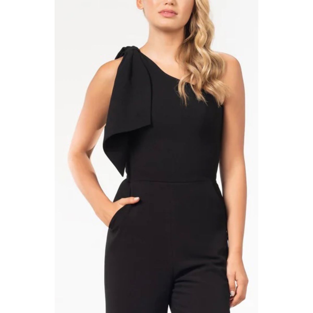 Style Tiffany Dress the Population Size 8 One Shoulder Black Formal Jumpsuit on Queenly