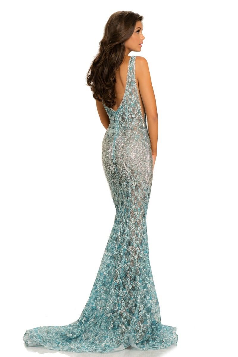 Style 8031 Johnathan Kayne Size 2 Prom Plunge Blue Mermaid Dress on Queenly