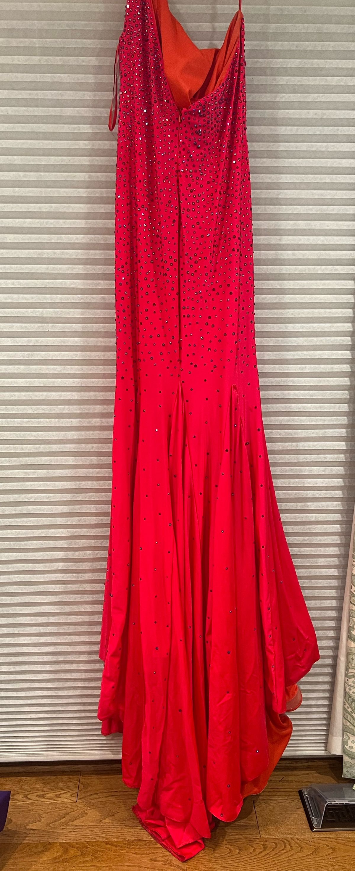 Johnathan Kayne Plus Size 16 Prom One Shoulder Red Mermaid Dress on Queenly