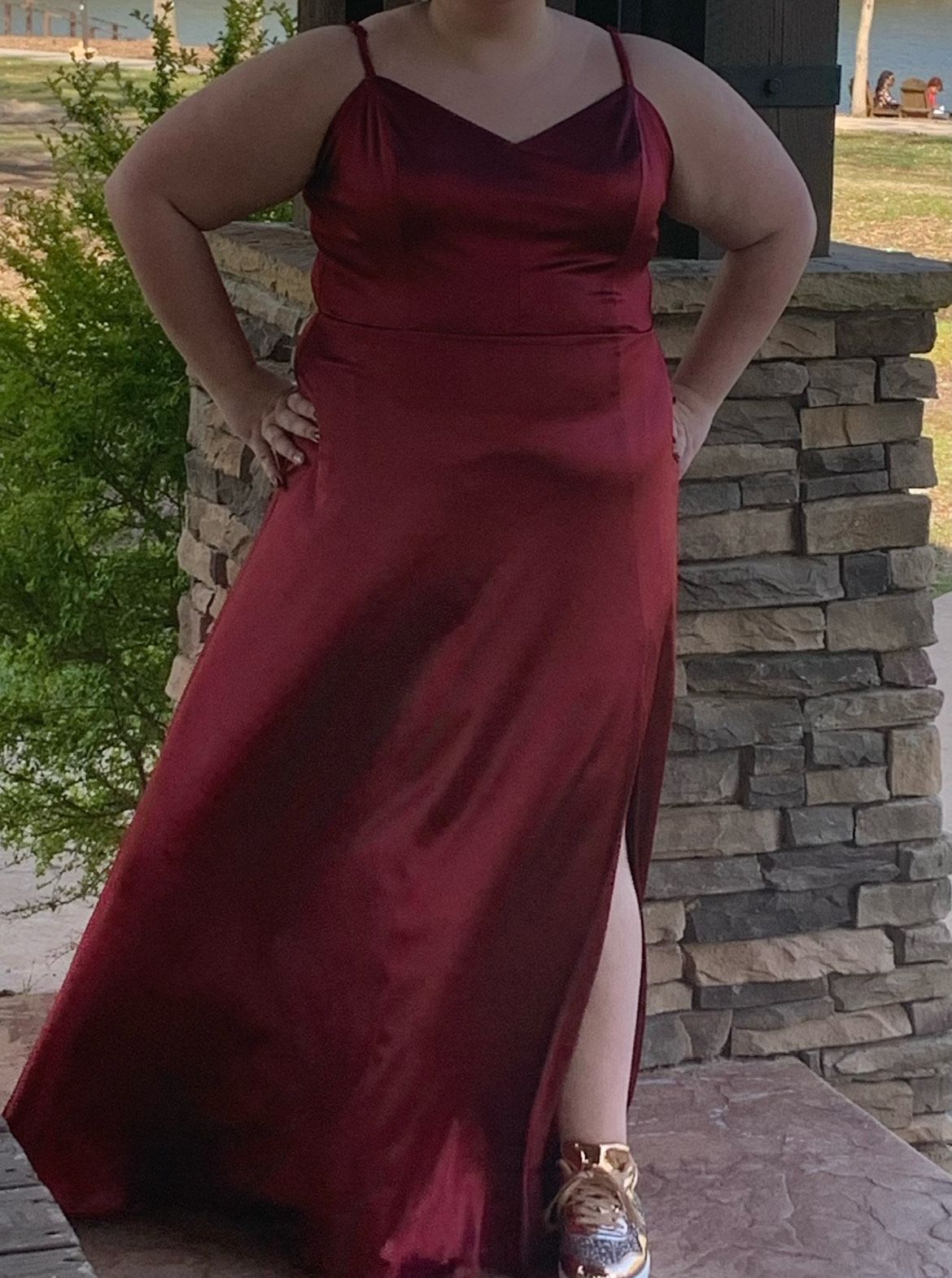Plus Size 22 Prom Burgundy Red A-line Dress on Queenly