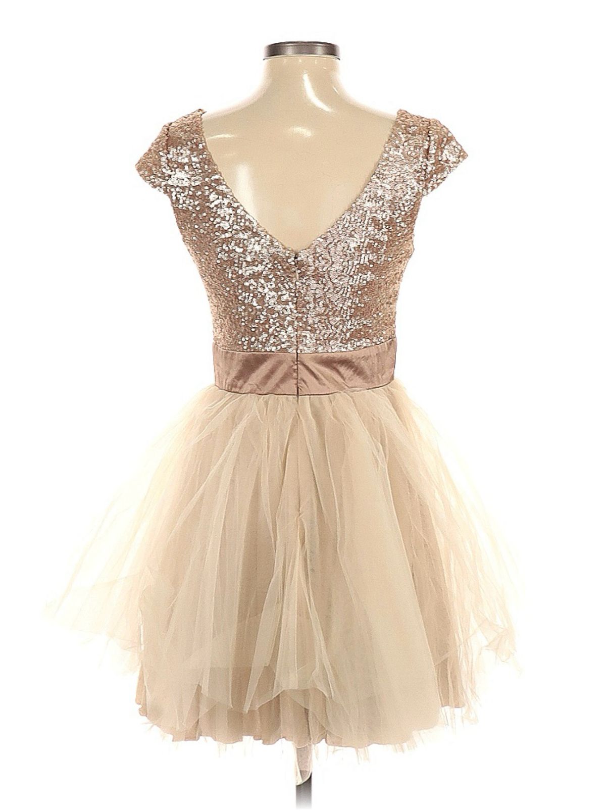 Peace Love Royal Girls Size 3 Homecoming Cap Sleeve Nude Ball Gown on Queenly