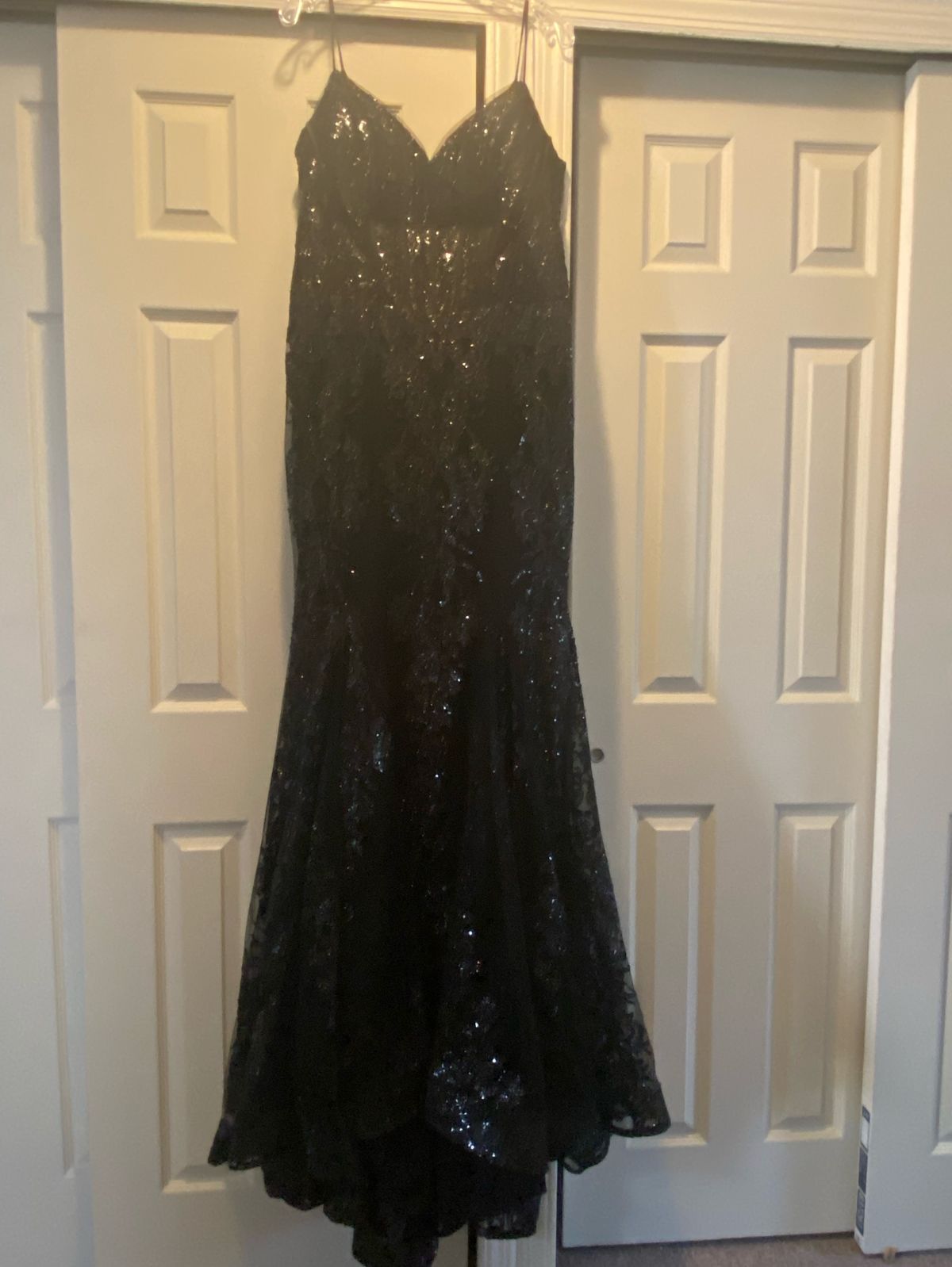 Stella Couture Plus Size 16 Plunge Black Mermaid Dress on Queenly