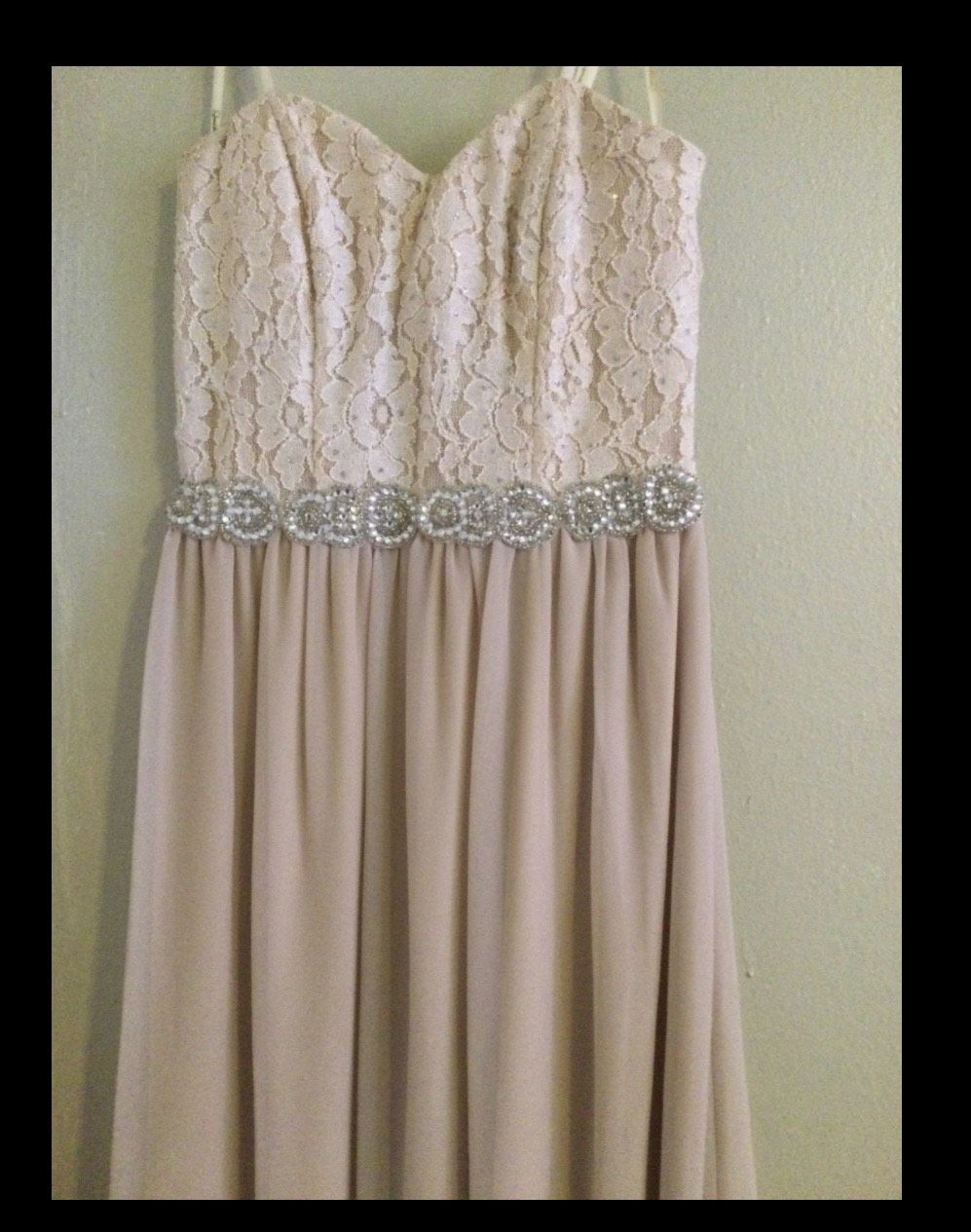 David's Bridal Size 0 Strapless Lace Nude A-line Dress on Queenly