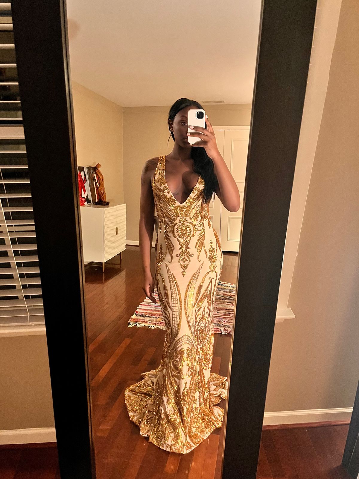 Alamour The Label Size S Prom Plunge Gold Mermaid Dress on Queenly