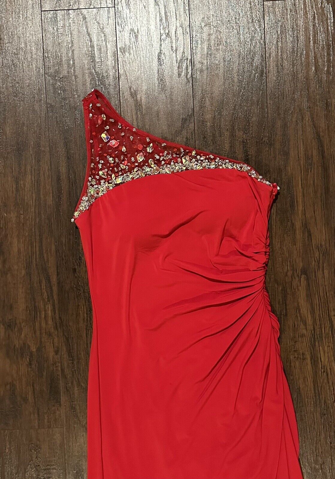 Camille La Vie Girls Size 8 Prom One Shoulder Red Ball Gown on Queenly