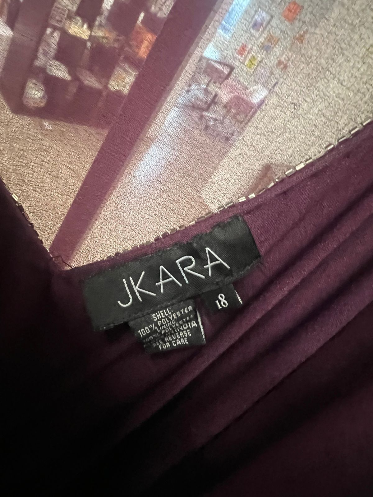 Style 20075 Jkara Plus Size 18 Long Sleeve Purple Floor Length Maxi on Queenly