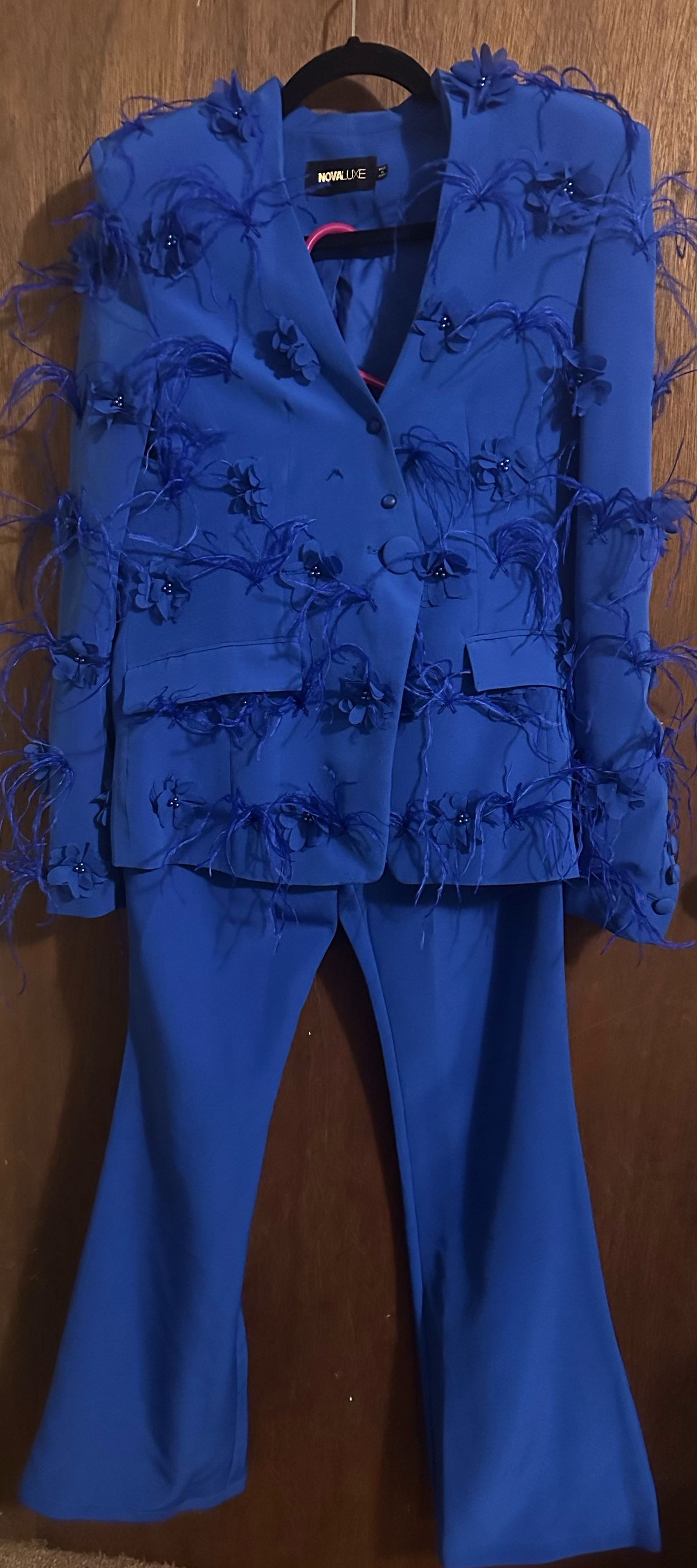 Size M Pageant Blazer Royal Blue Formal Jumpsuit on Queenly