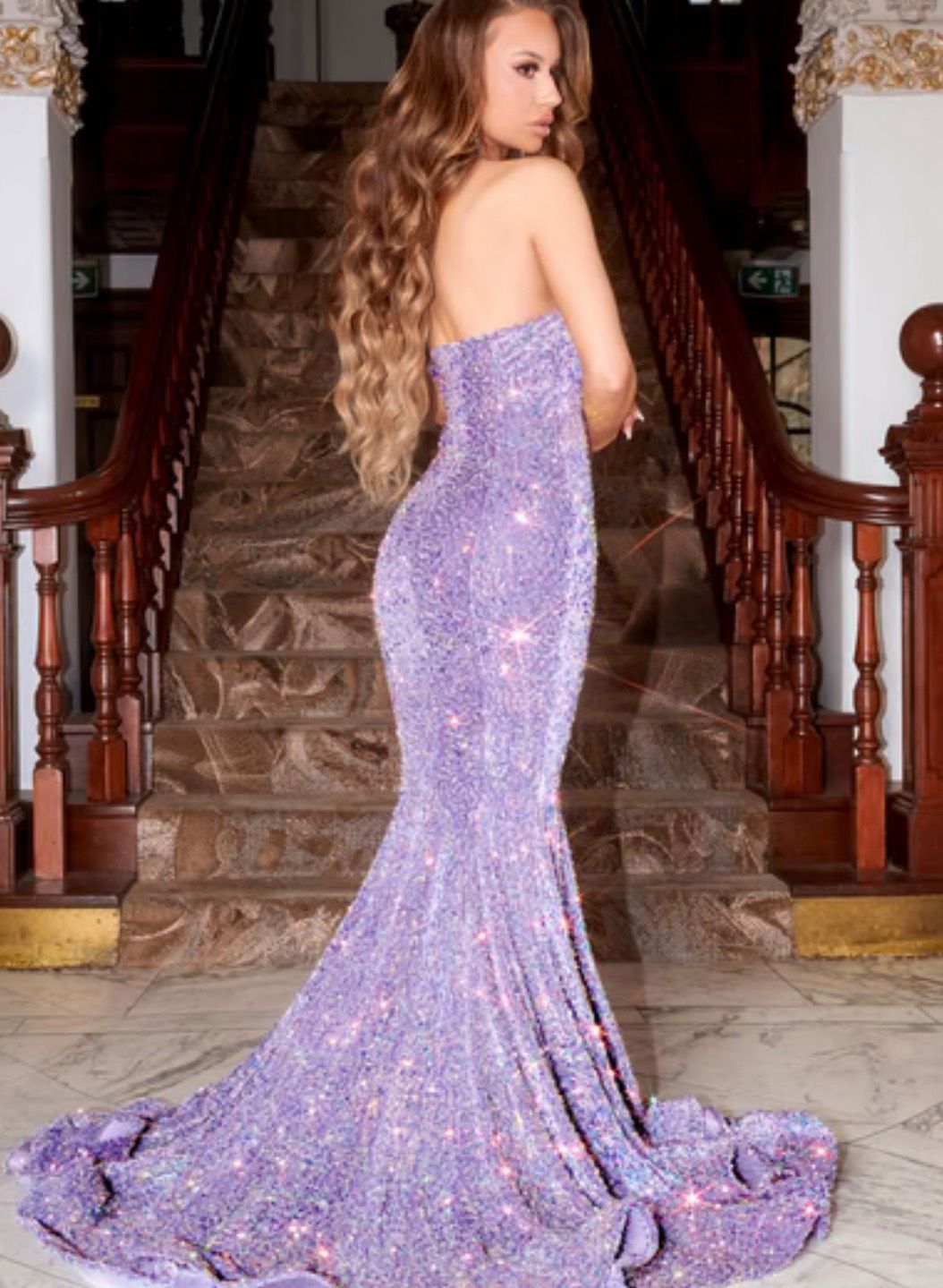 Style PS21208 Portia and Scarlett Size 2 Prom Strapless Purple Mermaid Dress on Queenly