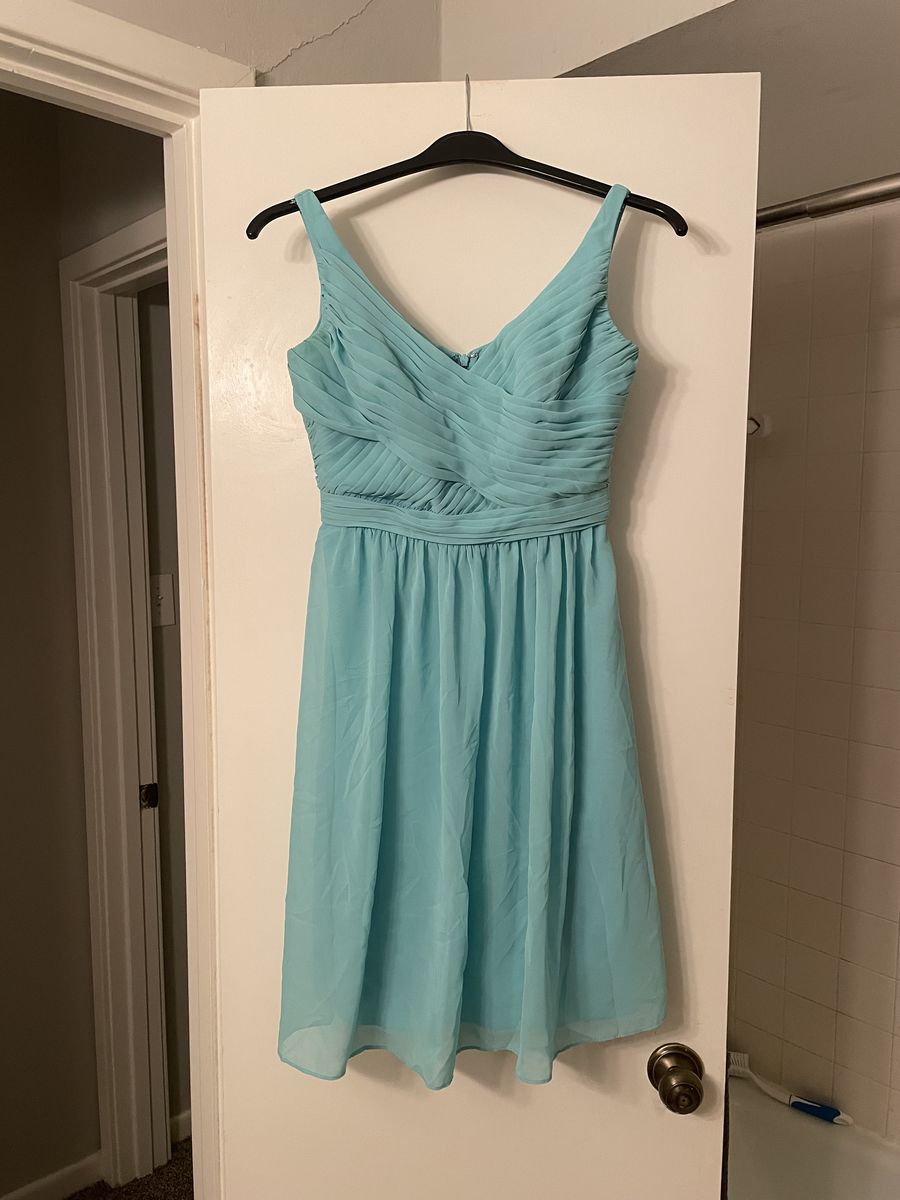 David's Bridal Size 4 Turquoise Blue Cocktail Dress on Queenly