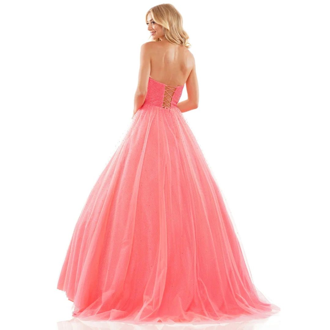 Style KERIRA_HOTPINK10_2FF10 Colors Size 10 Prom Strapless Sequined Coral Ball Gown on Queenly