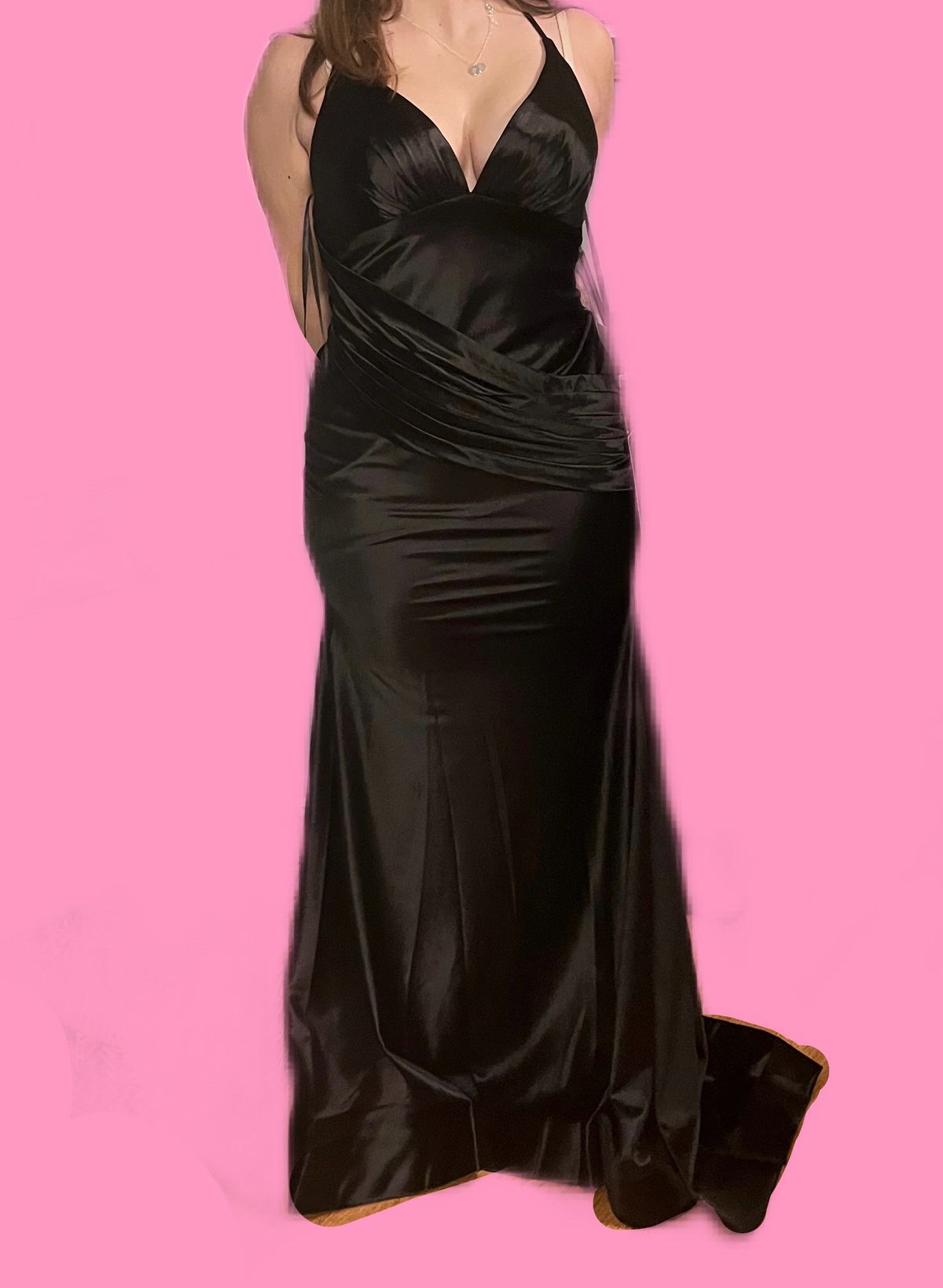 Style CH236 Cinderella Divine Size 8 Prom Plunge Black Mermaid Dress on Queenly