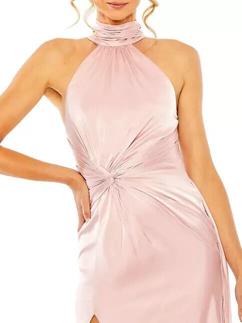 Mac Duggal Size 12 Halter Pink Side Slit Dress on Queenly