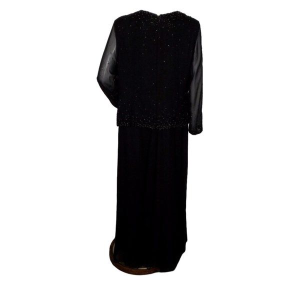 Jovani Plus Size 16 Long Sleeve Sheer Black Ball Gown on Queenly