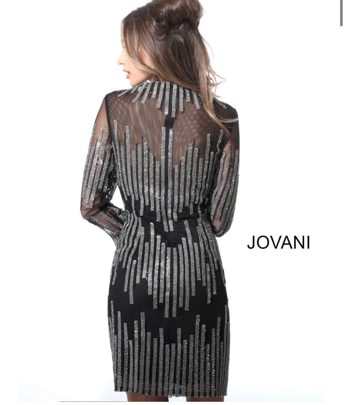 Jovani Size 0 Homecoming Long Sleeve Sequined Black Cocktail Dress on Queenly