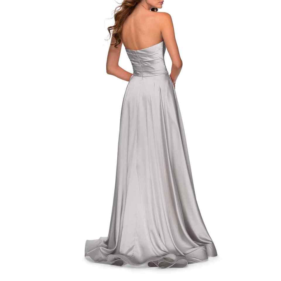 La Femme Size 12 Strapless Silver Ball Gown on Queenly