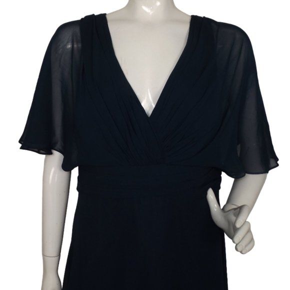 Style Pamela Azazie Plus Size 20 High Neck Sheer Navy Blue A-line Dress on Queenly