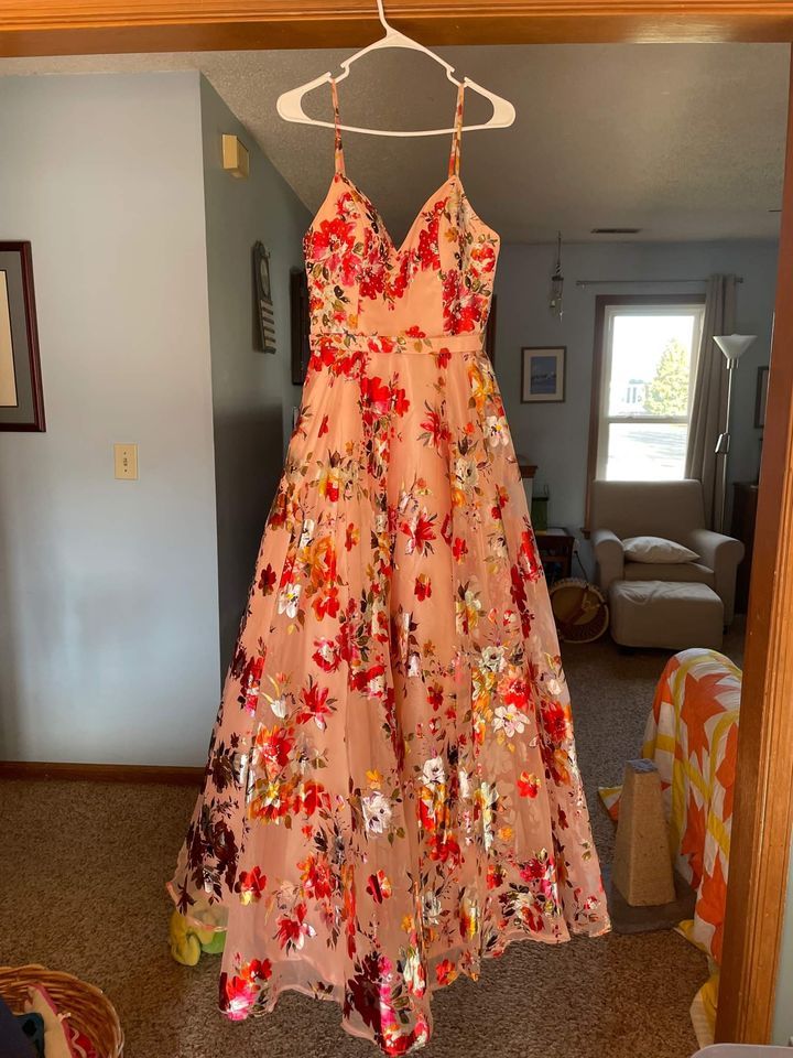Milano Formals Size 4 Floral Pink Ball Gown on Queenly