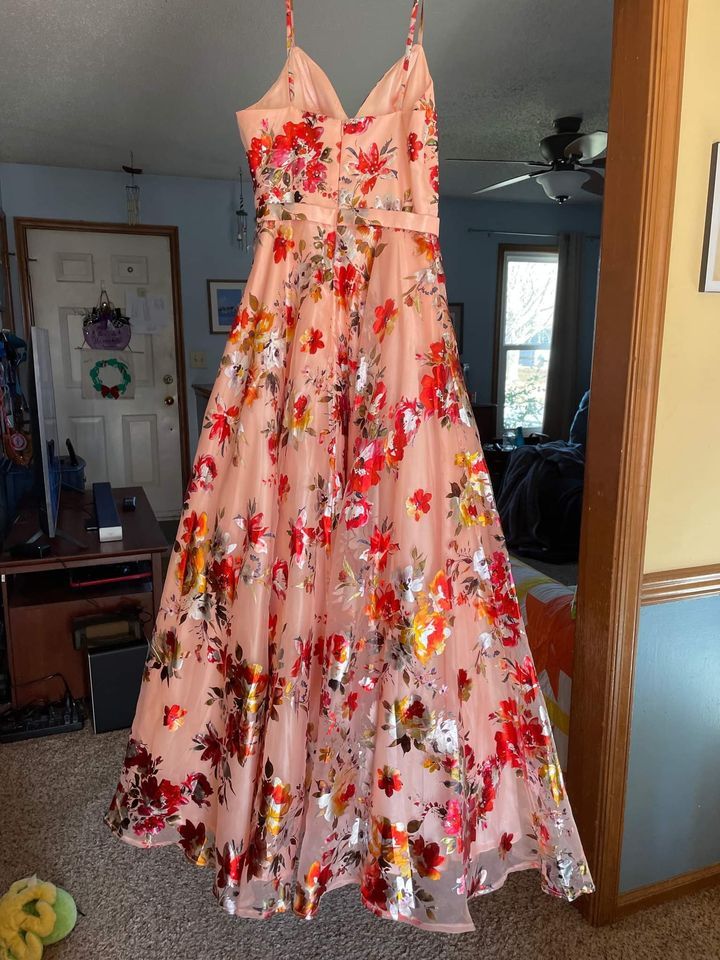 Milano Formals Size 4 Floral Pink Ball Gown on Queenly