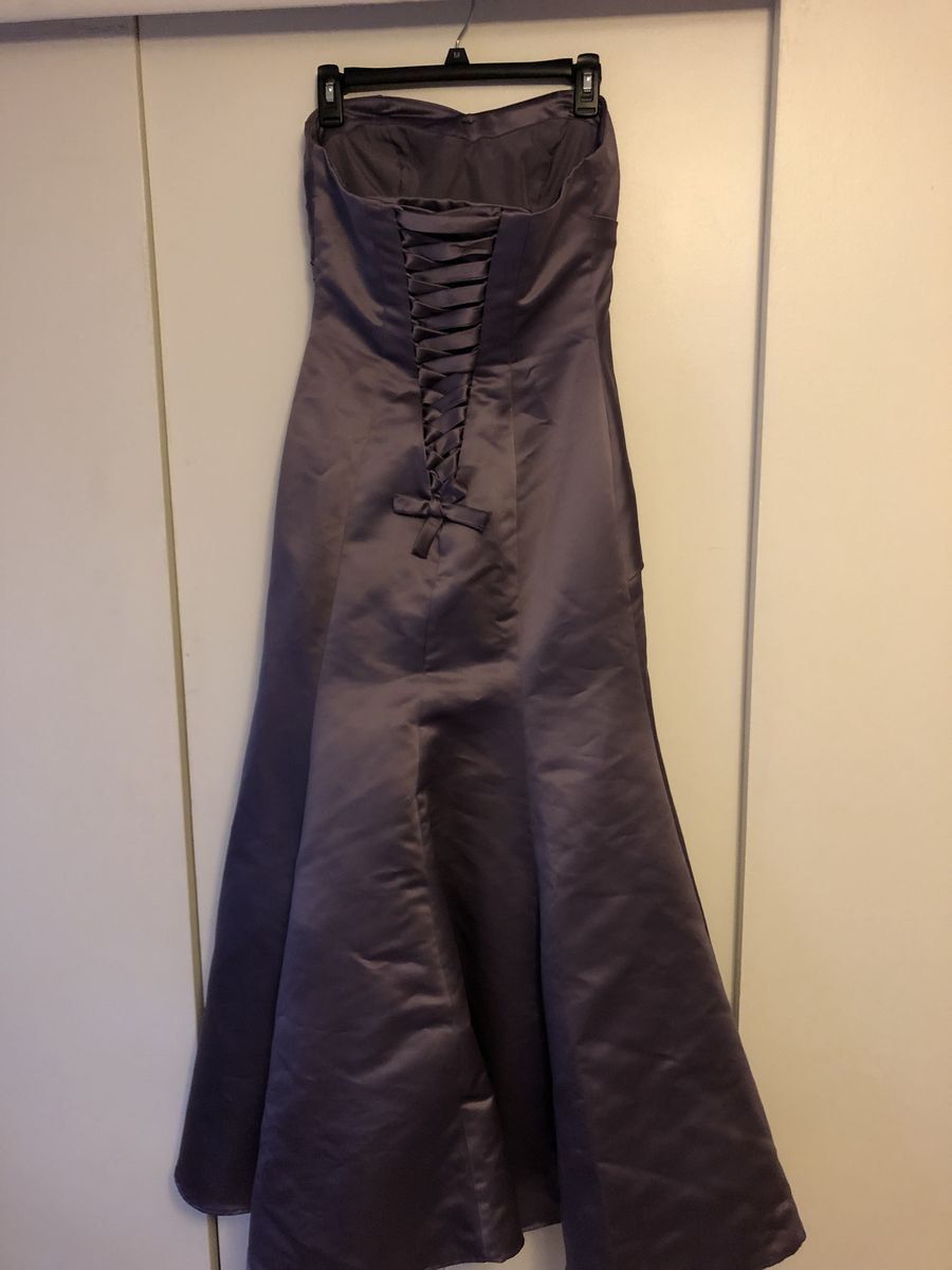 Bill Levkoff Size 6 Strapless Satin Purple Mermaid Dress on Queenly