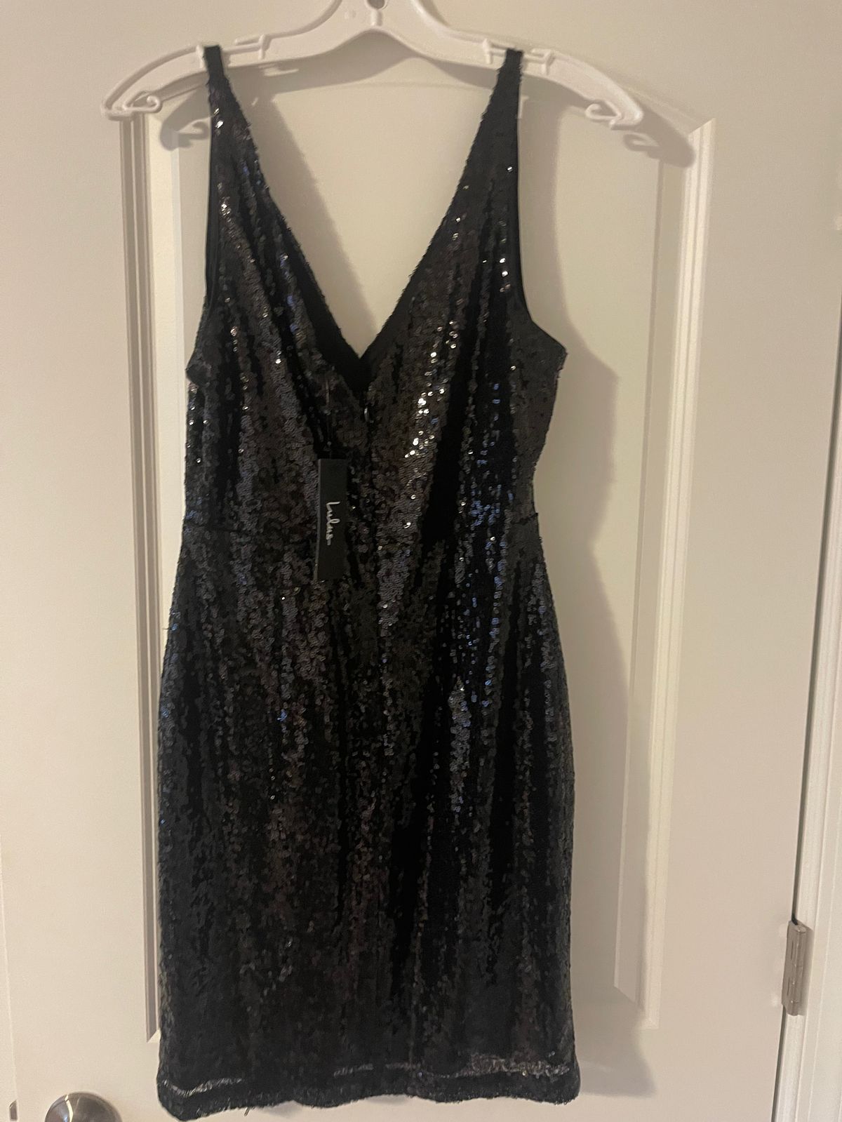Lulus Size L Homecoming Plunge Black Cocktail Dress on Queenly