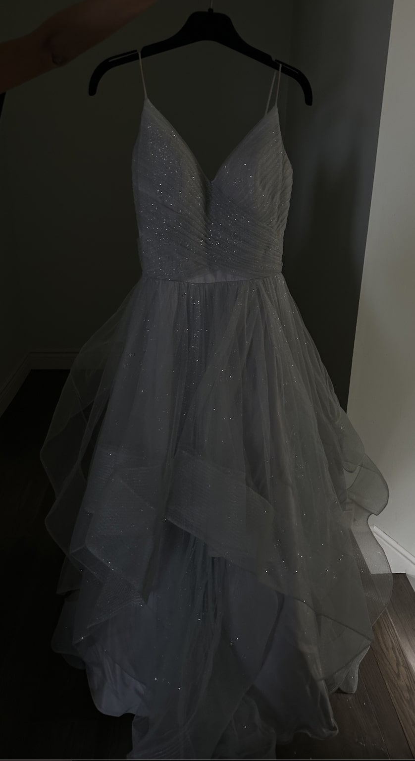 Size 4 Silver Ball Gown on Queenly