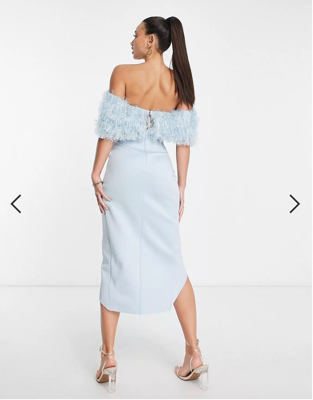 Asos design Size 2 Prom Off The Shoulder Blue Cocktail Dress on Queenly