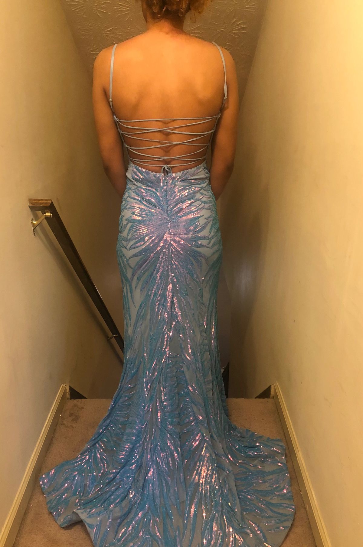 Style 08481 Jovani Size 2 Prom Plunge Blue Mermaid Dress on Queenly