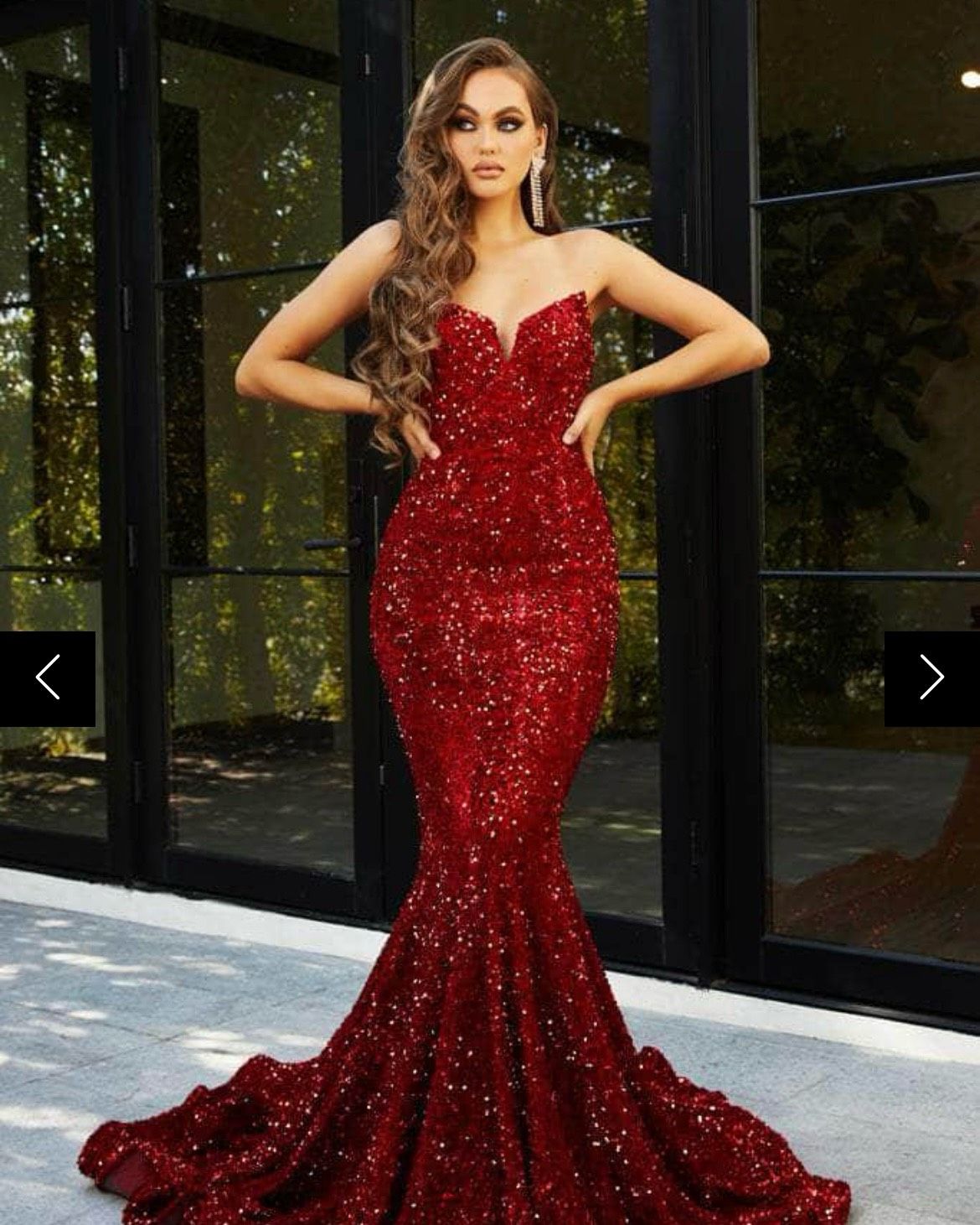 Portia and Scarlett Size 0 Prom Strapless Red Mermaid Dress on Queenly