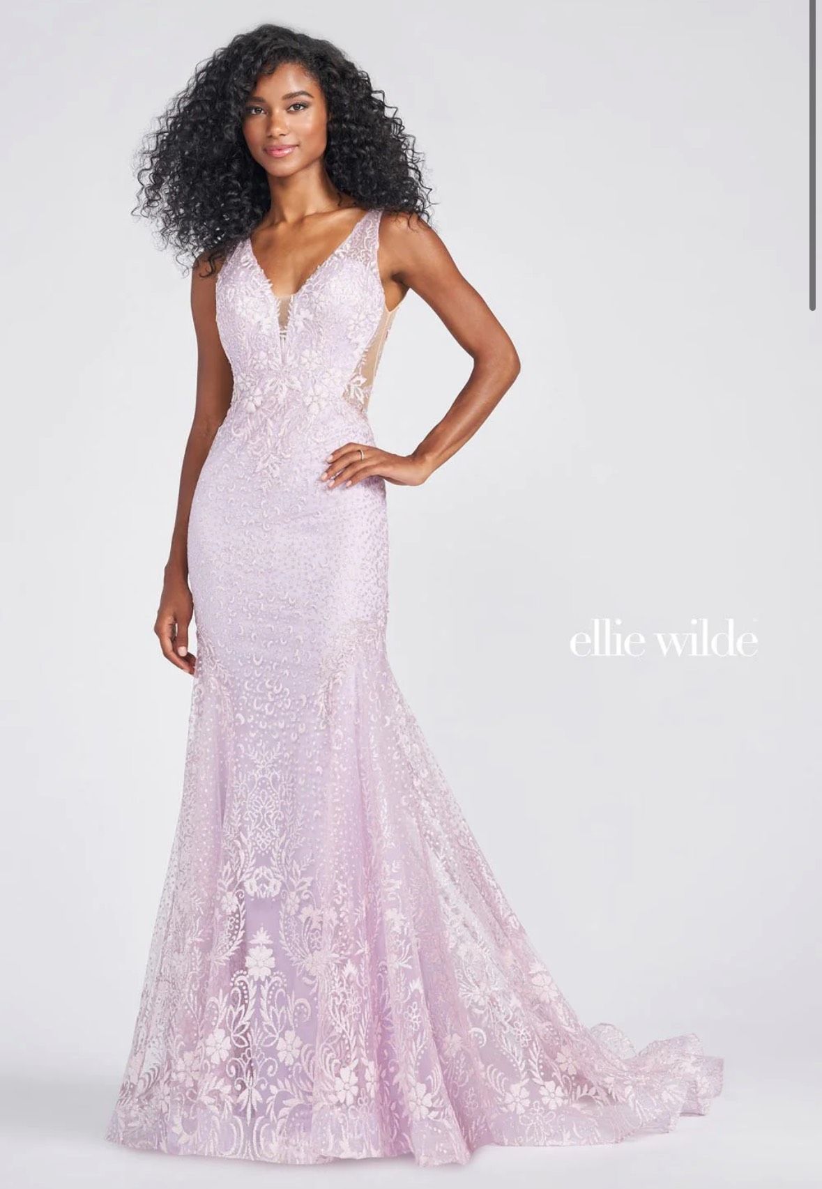 Style EW122008 Ellie Wilde Size 2 Prom Plunge Purple Mermaid Dress on Queenly