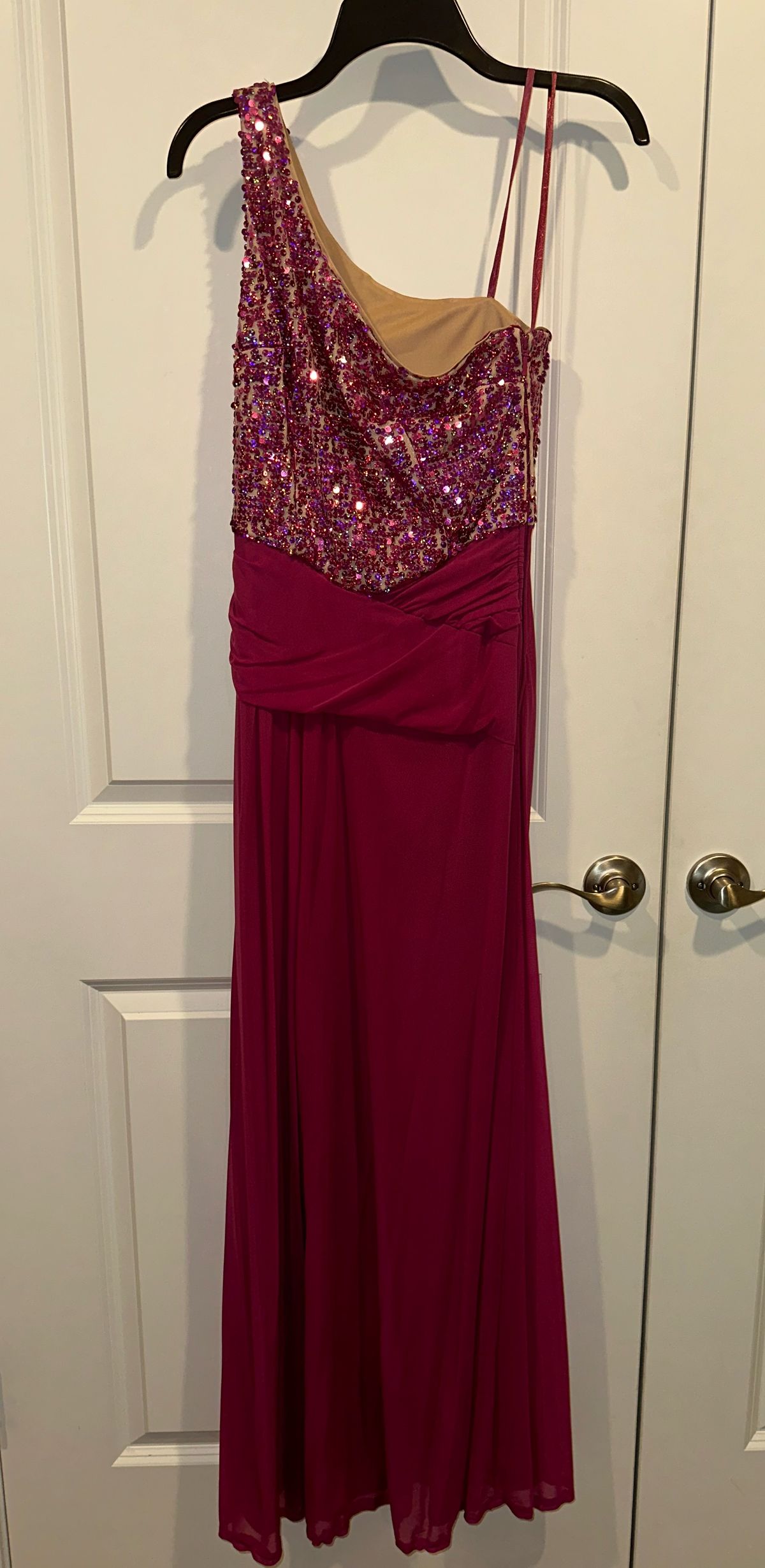 Adrianna Papell Size 10 Prom One Shoulder Pink A-line Dress on Queenly