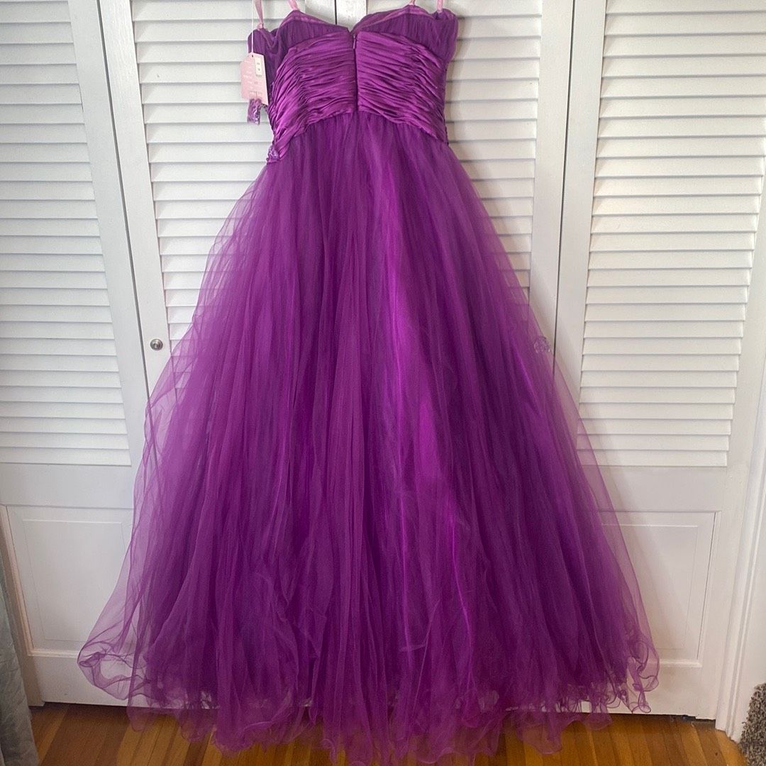 Style 5108 Alexia Designs Size 10 Prom Strapless Purple Ball Gown on Queenly
