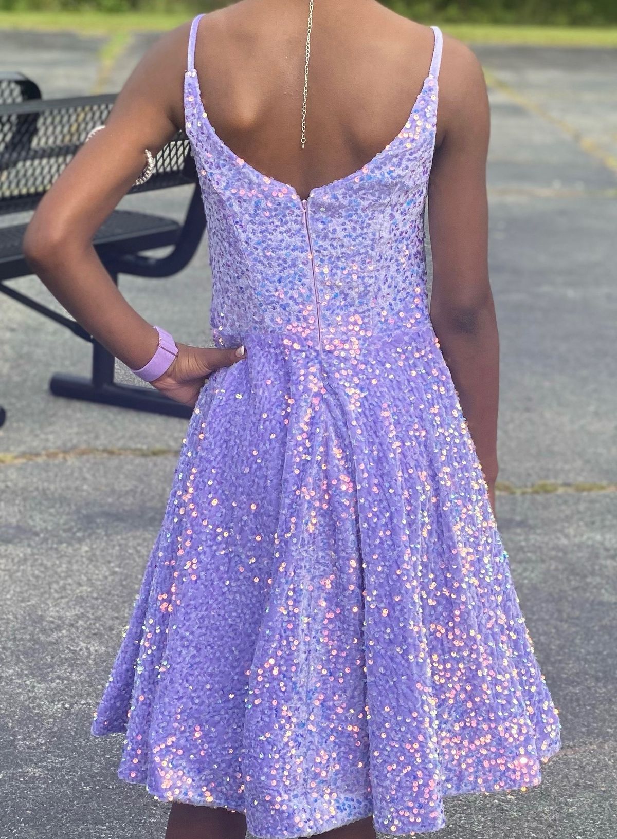 Girls Size 2 Prom Plunge Purple Cocktail Dress on Queenly
