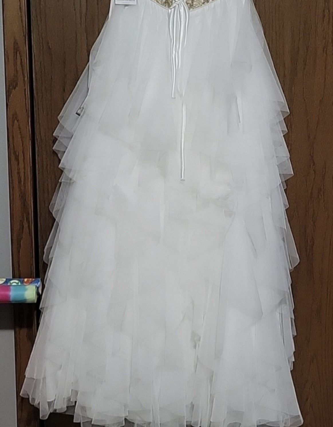 Size 10 Prom Strapless Lace White A-line Dress on Queenly