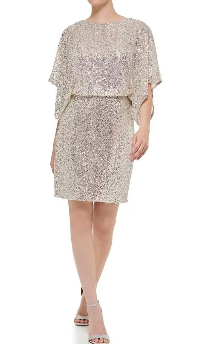 Jessica Howard Size 6 Prom Long Sleeve Silver Cocktail Dress on Queenly
