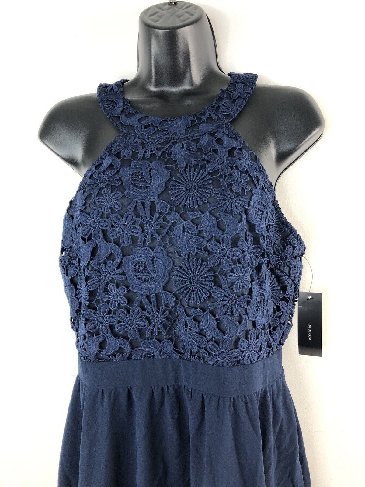 Lulus Size Large Size 10 Wedding Guest Lace Navy Blue A-line Dress on Queenly
