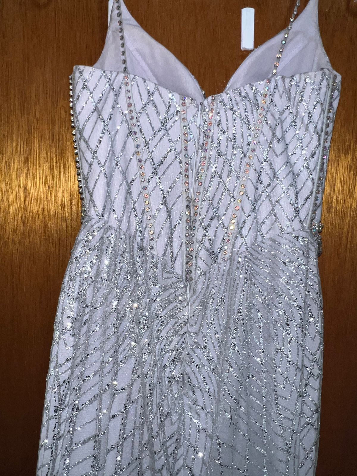 Portia and Scarlett Size 4 Prom Plunge Silver Mermaid Dress on Queenly