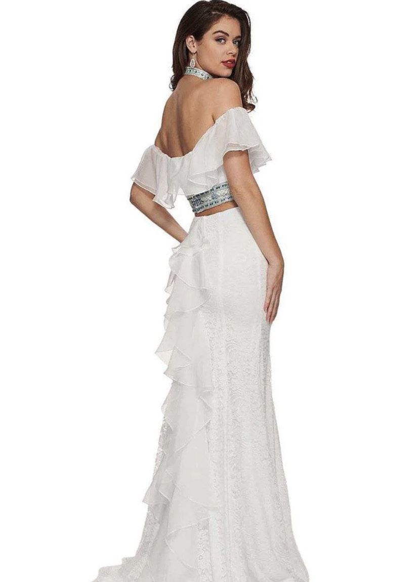 Style 6563 Rachel Allan Size 8 Wedding Off The Shoulder Lace White A-line Dress on Queenly