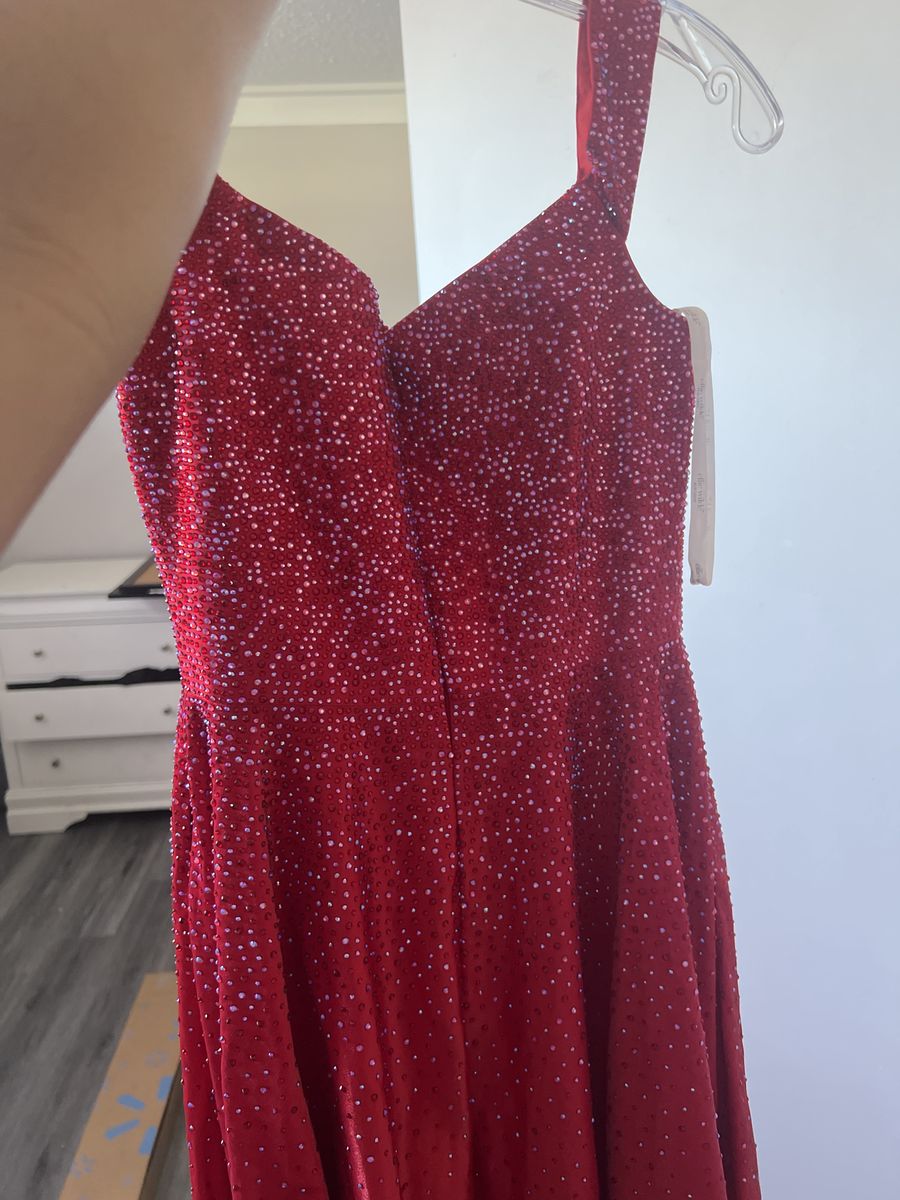Style n/a n/a Size 2 Prom Sequined Red Ball Gown on Queenly
