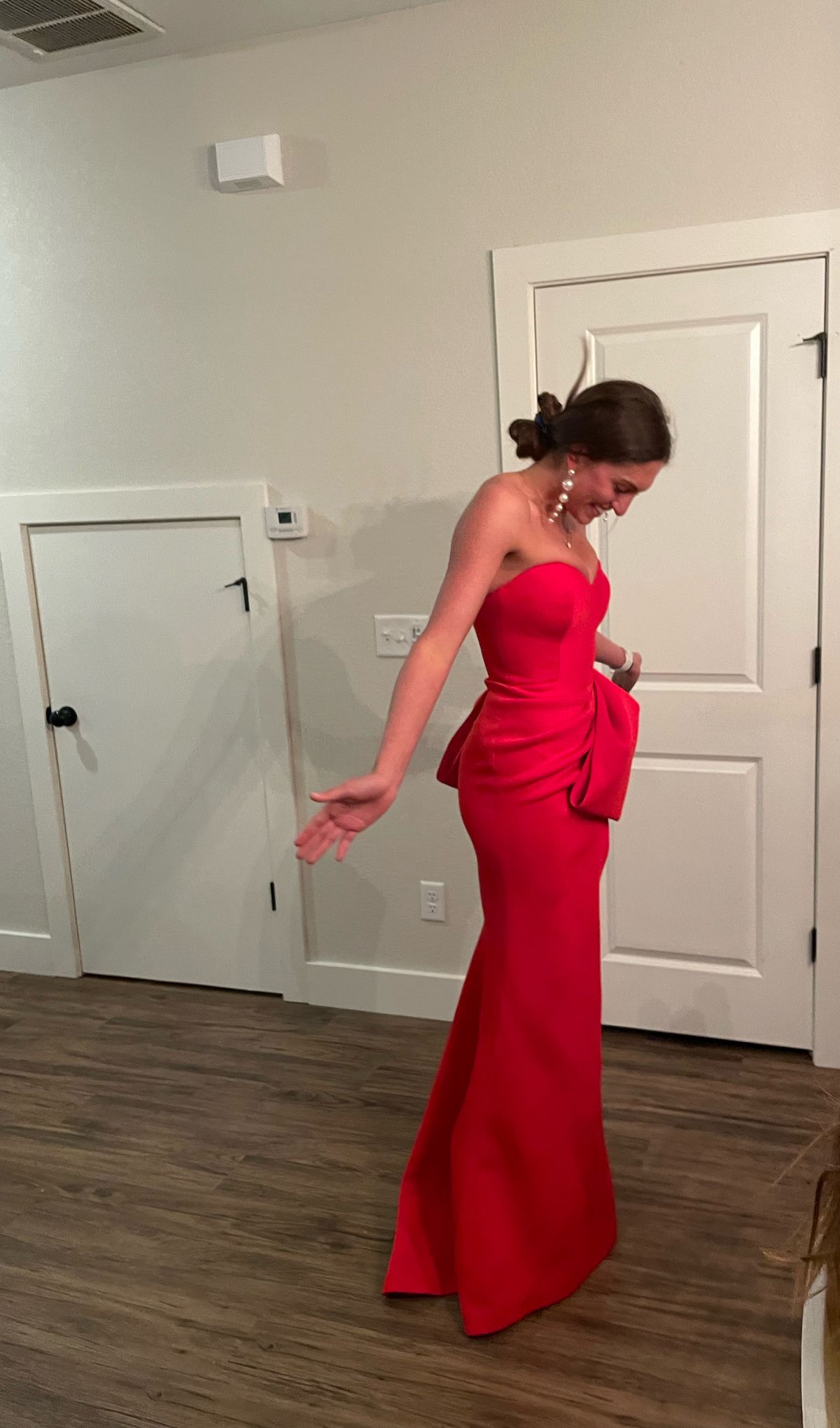 Jovani Size 0 Prom Strapless Red Mermaid Dress on Queenly
