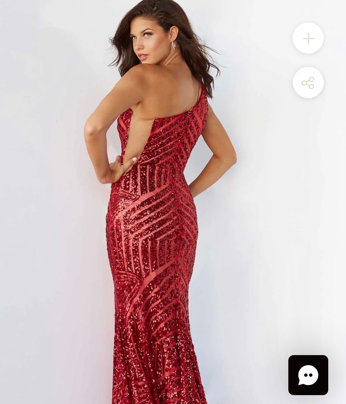 Style 06017 Jovani Size 12 Prom One Shoulder Sequined Hot Pink Mermaid Dress on Queenly