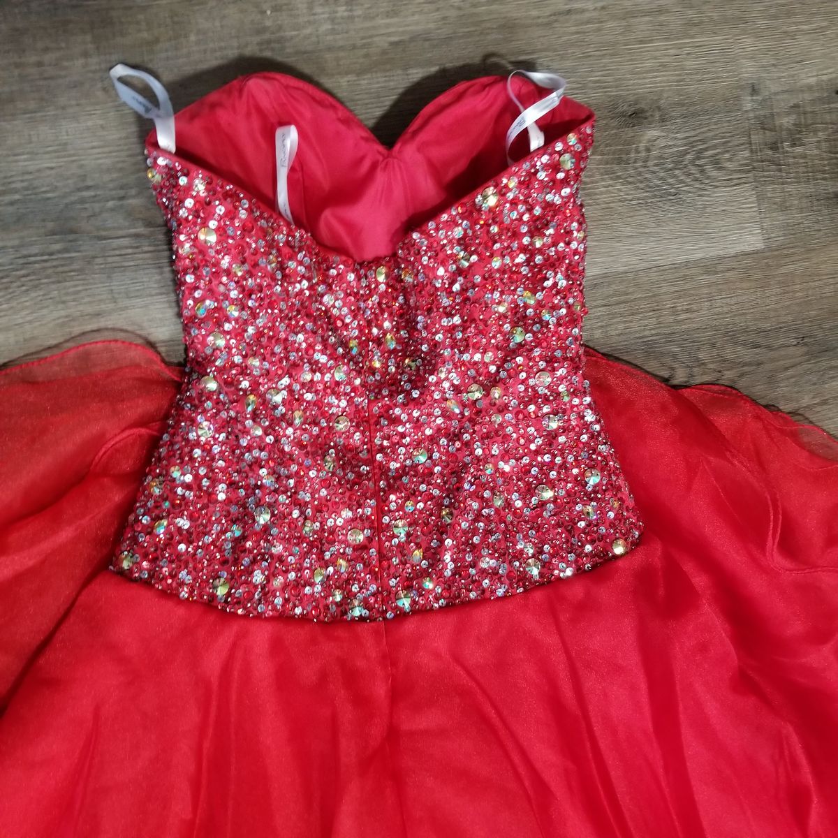 Panoply Size 4 Pageant Sequined Red Ball Gown on Queenly