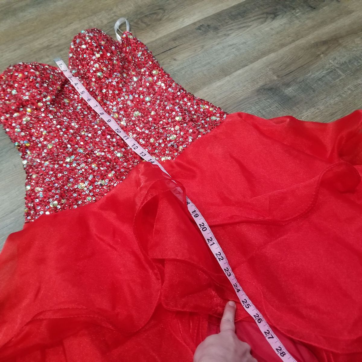 Panoply Size 4 Pageant Sequined Red Ball Gown on Queenly