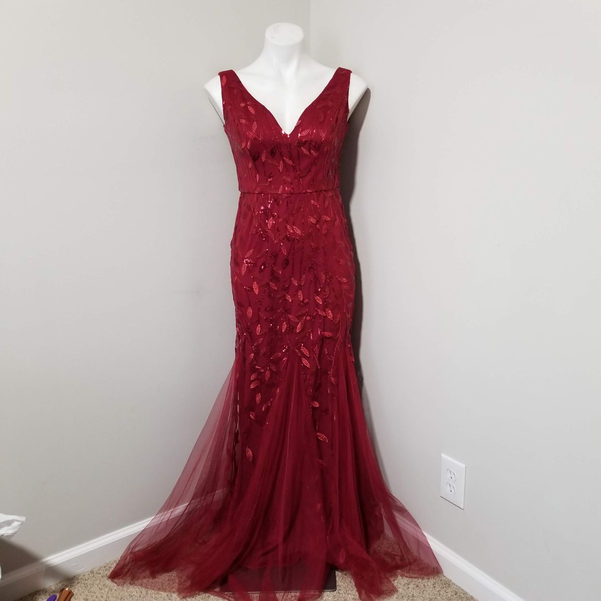 Ever Pretty Size 4 Sheer Red Mermaid Dress on Queenly