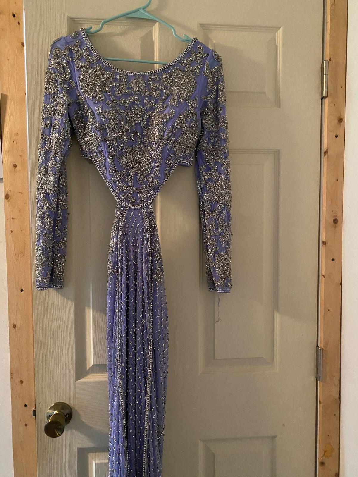 Sherri Hill Size 4 Prom Long Sleeve Blue Floor Length Maxi on Queenly