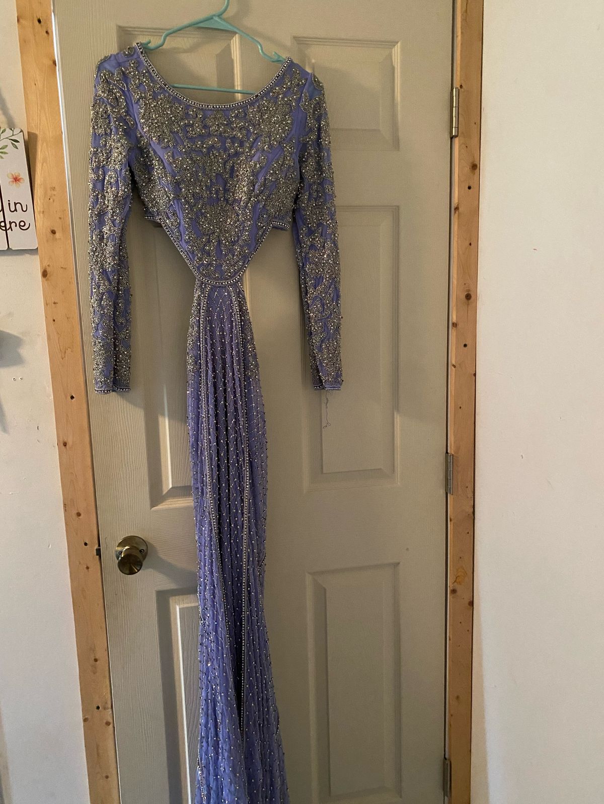 Sherri Hill Size 4 Prom Long Sleeve Blue Floor Length Maxi on Queenly