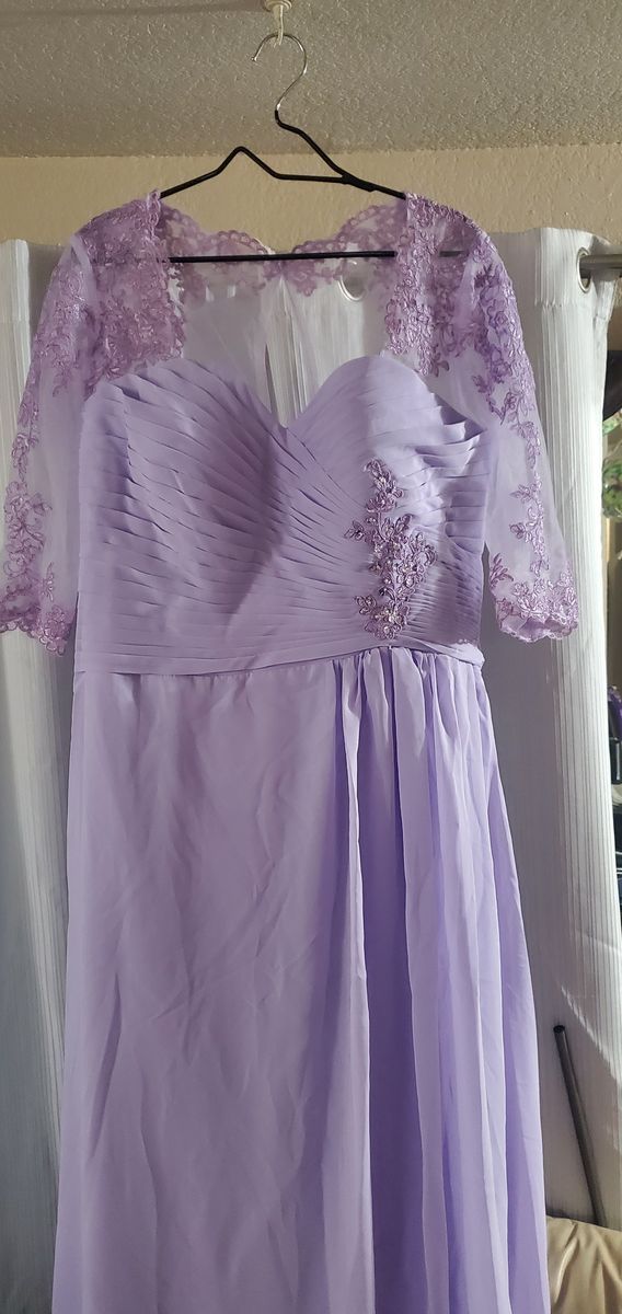 Size 14 Bridesmaid Purple Floor Length Maxi on Queenly