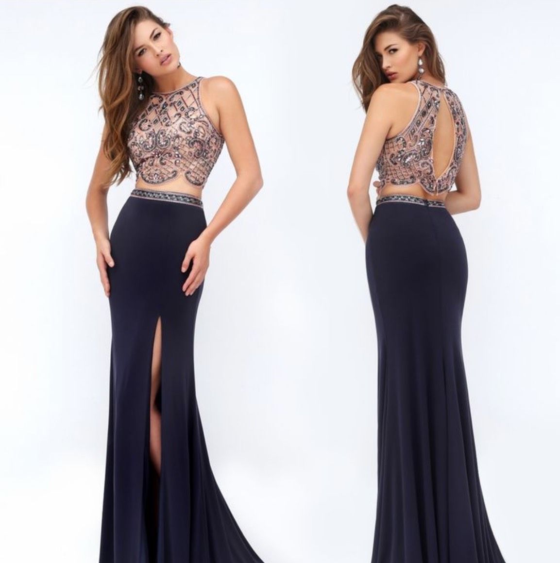Style 50157 Sherri Hill Size 0 Prom High Neck Gray Floor Length Maxi on Queenly